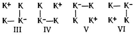 Ионные валентные структуры III–VI квадрата из атомов калия с K+ и K−